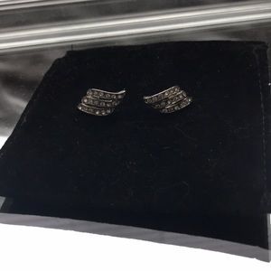 Silver CZ wing earrings
